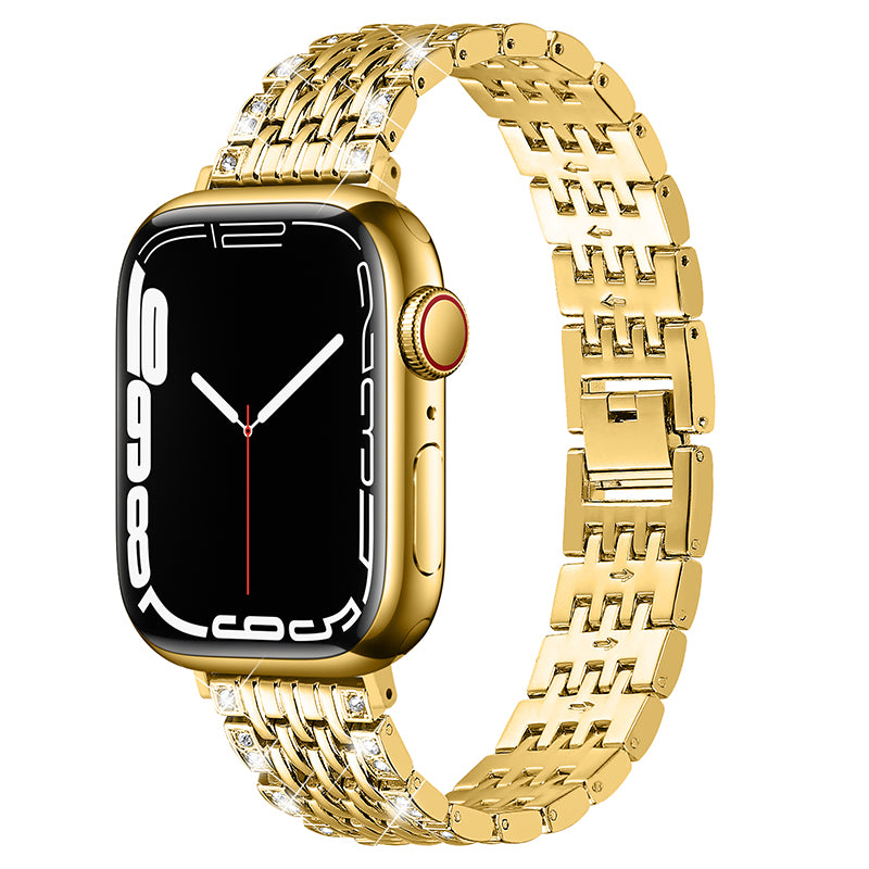 2 Rows Rhinestones Decor Replacement Metal Watchband Wrist Strap for Apple Watch Series 9 8 7 41mm 6 5 4 SE (2023) SE(2022) SE 40mm 3 2 1 38mm 2 Rows Rhinestones Decor Replacement Metal Watchband Wrist Strap for Apple Watch Series 9 8 7 41mm 6 5 4 SE (2023) SE(2022) SE 40mm 3 2 1 38mm